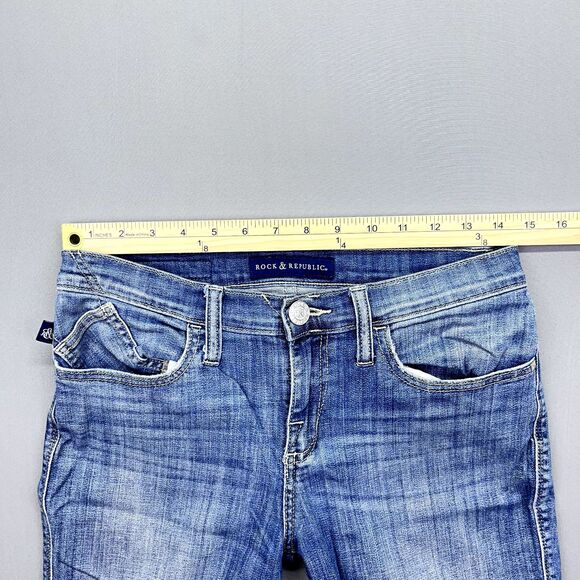 Rock &‎ Republic Slim Straight Jeans Womens Size 8 Light Wash Blue Flap Pocket - Picture 7 of 14